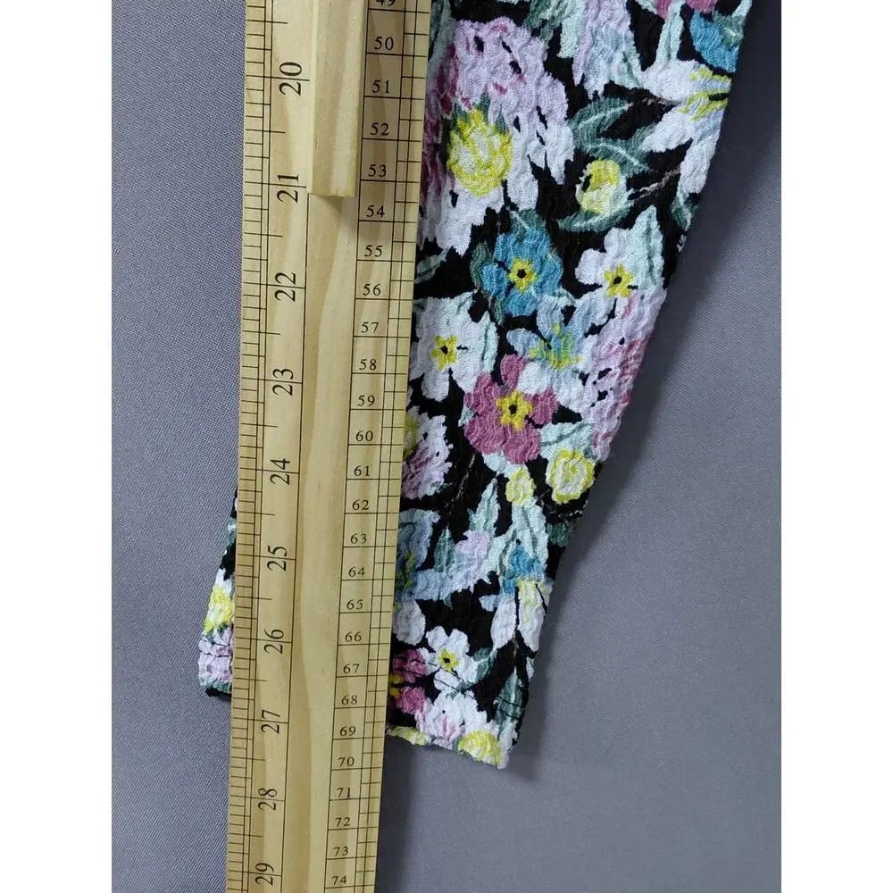 Loft Polyester Blend Multicolor Floral Stretch Blouse Women Size L